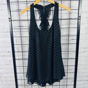 Bisou Bisou Black Polka Dot Sleeveless Chiffon Top – Size M